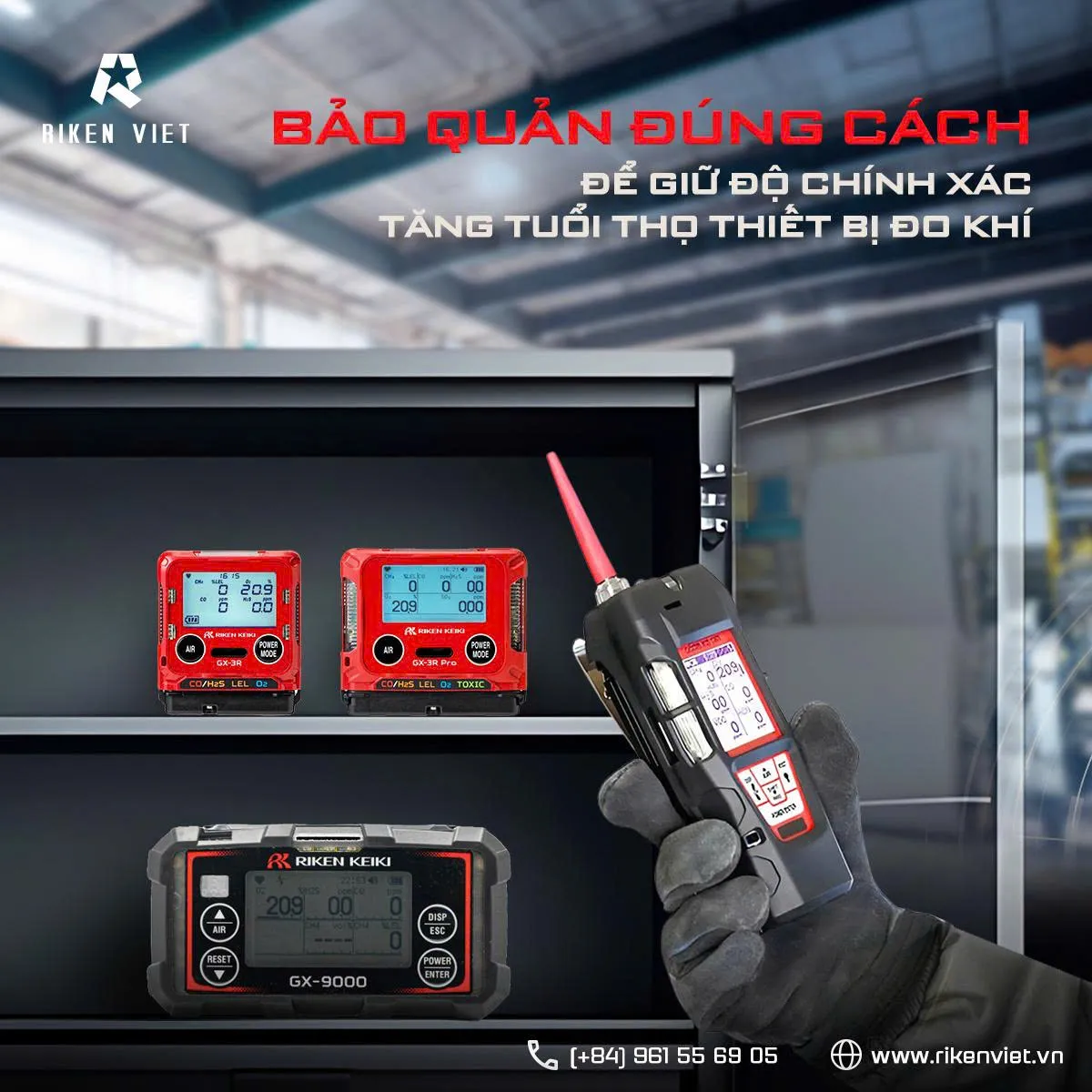 Luôn giữ máy đo khí ở nơi khô ráo, thoáng mát