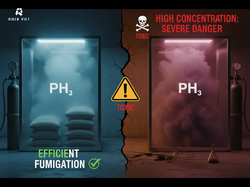PH3 được dùng để hun trùng hiệu quả, song nồng độ cao có thể gây nguy hiểm nghiêm trọng