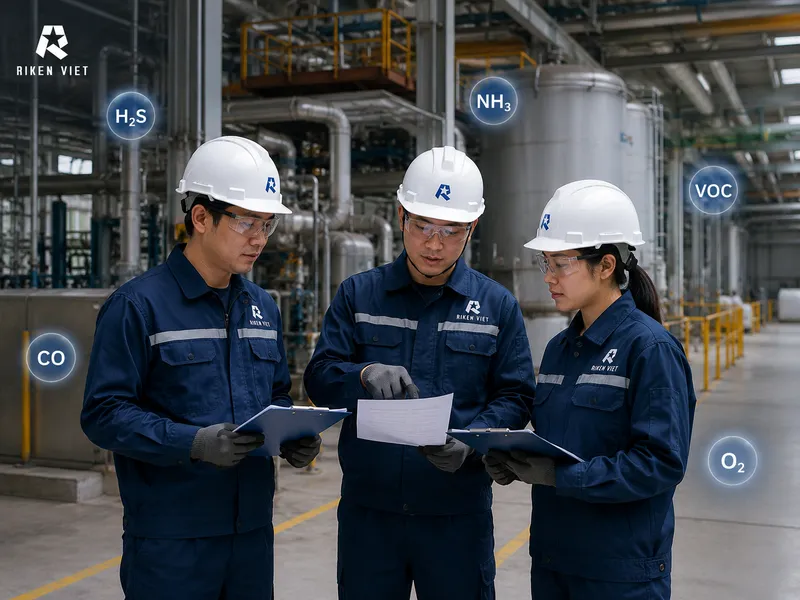 Doanh nghiệp cần xác định đúng khu vực rủi ro và các chỉ tiêu như H2S, NH3, VOC, CO và O2 để xây dựng phương án giám sát khí phù hợp. Doanh nghiệp cần xác định đúng khu vực rủi ro và các chỉ tiêu như H2S, NH3, VOC, CO và O2 để xây dựng phương án giám sát khí phù hợp.