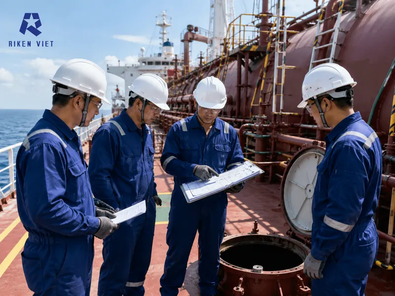 Trước khi thao tác tại hầm hàng hoặc két dầu, đội vận hành cần kiểm tra khu vực, xác định nguy cơ thiếu oxy, H₂S và hơi hydrocarbon để đảm bảo an toàn không gian kín. Trước khi thao tác tại hầm hàng hoặc két dầu, đội vận hành cần kiểm tra khu vực, xác định nguy cơ thiếu oxy, H₂S và hơi hydrocarbon để đảm bảo an toàn không gian kín.