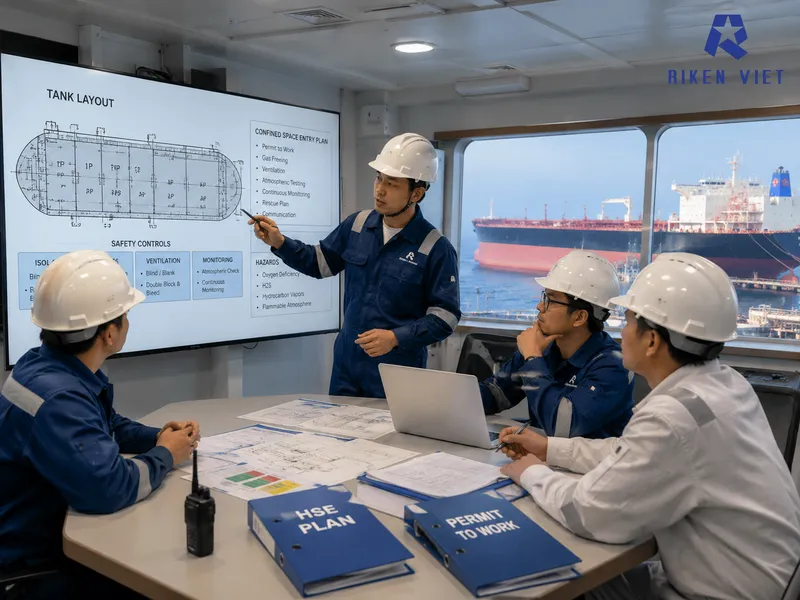 Đào tạo HSE, lập kế hoạch kiểm tra và duy trì hiệu chuẩn thiết bị định kỳ giúp đội tàu giảm rủi ro ngạt khí, cháy nổ và sai lệch dữ liệu vận hành. Đào tạo HSE, lập kế hoạch kiểm tra và duy trì hiệu chuẩn thiết bị định kỳ giúp đội tàu giảm rủi ro ngạt khí, cháy nổ và sai lệch dữ liệu vận hành.