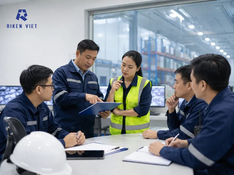 Kỹ sư giám sát hiện trường, đánh giá nguy cơ rò rỉ amoniac và triển khai biện pháp kiểm soát khí độc trong nhà máy. Kỹ sư giám sát hiện trường, đánh giá nguy cơ rò rỉ amoniac và triển khai biện pháp kiểm soát khí độc trong nhà máy.