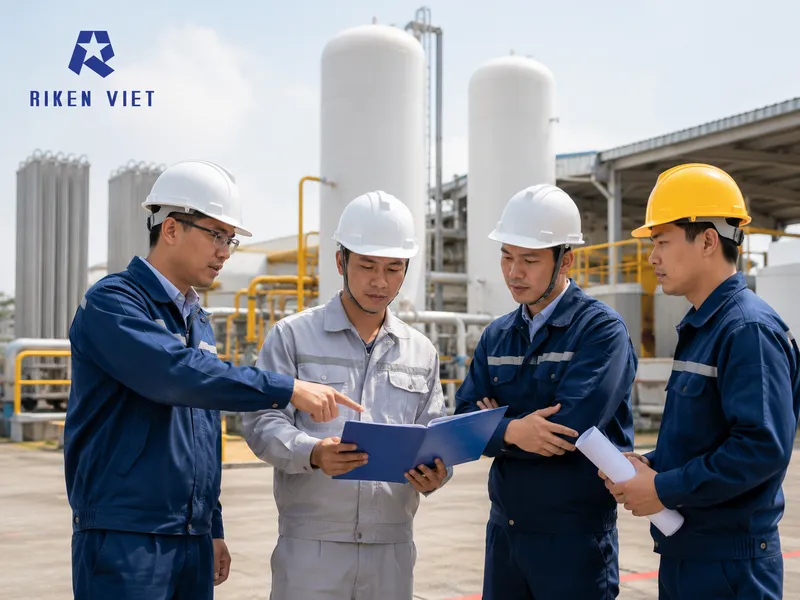 Kỹ sư cần rà soát khu vực lưu trữ, đường ống và điểm sử dụng khí để đánh giá rủi ro rò rỉ, cháy nổ theo đúng quy chuẩn an toàn khí công nghiệp. Kỹ sư cần rà soát khu vực lưu trữ, đường ống và điểm sử dụng khí để đánh giá rủi ro rò rỉ, cháy nổ theo đúng quy chuẩn an toàn khí công nghiệp.