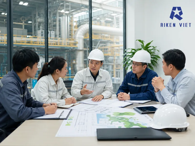 Đội ngũ kỹ thuật rà soát hiện trạng nguồn thải và khu vực phát sinh khí thải để xây dựng phương án đo kiểm phù hợp với quy chuẩn mới. Đội ngũ kỹ thuật rà soát hiện trạng nguồn thải và khu vực phát sinh khí thải để xây dựng phương án đo kiểm phù hợp với quy chuẩn mới.