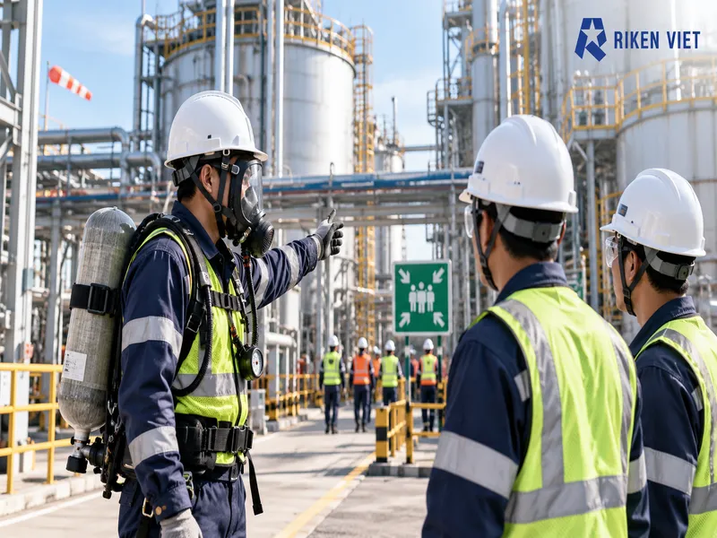 Kiểm soát nguồn nhiệt, phòng cháy và xử lý rò rỉ khí an toàn trong khu vực đặt bình Kiểm soát nguồn nhiệt, phòng cháy và xử lý rò rỉ khí an toàn trong khu vực đặt bình